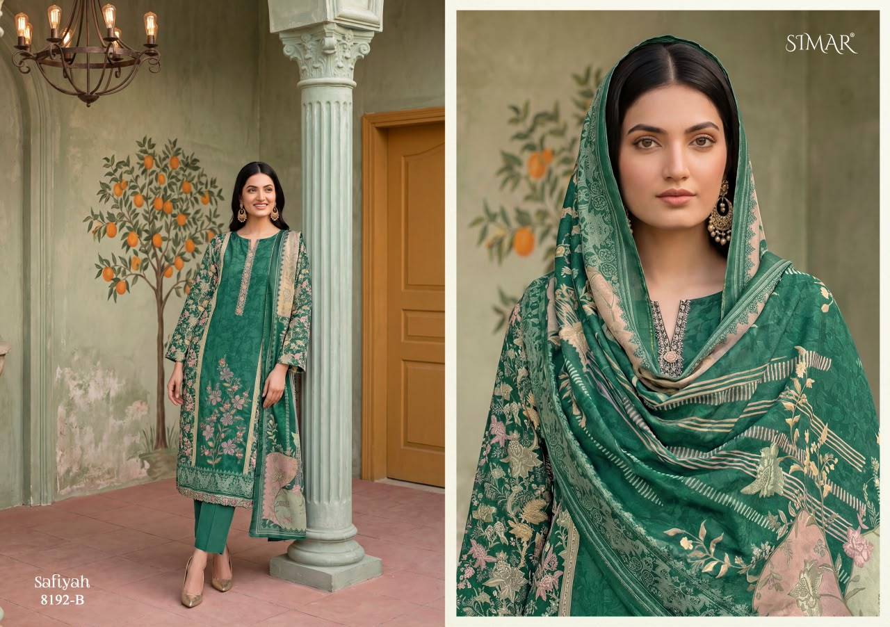 Safiyah By Glossy 8192A To D Series Stylish Beautiful Colourful Muslin Dresses At Wholesale Price